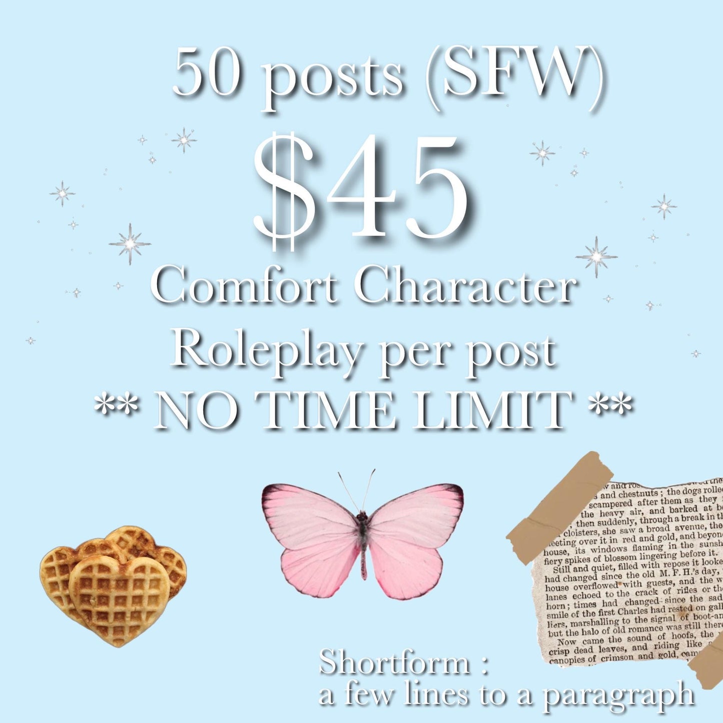 roleplay with your comfort character; 50 shortform posts